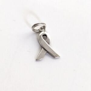 Vintage Signed SJC 925 Sterling Silver Breast Cancer Awareness Ribbon Charm